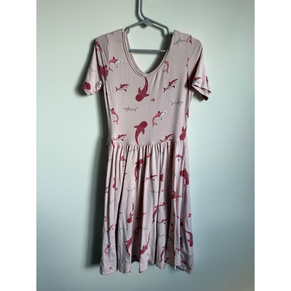 Kyte Baby Pink Shark Twirl Dress Short Sleeve Size 7